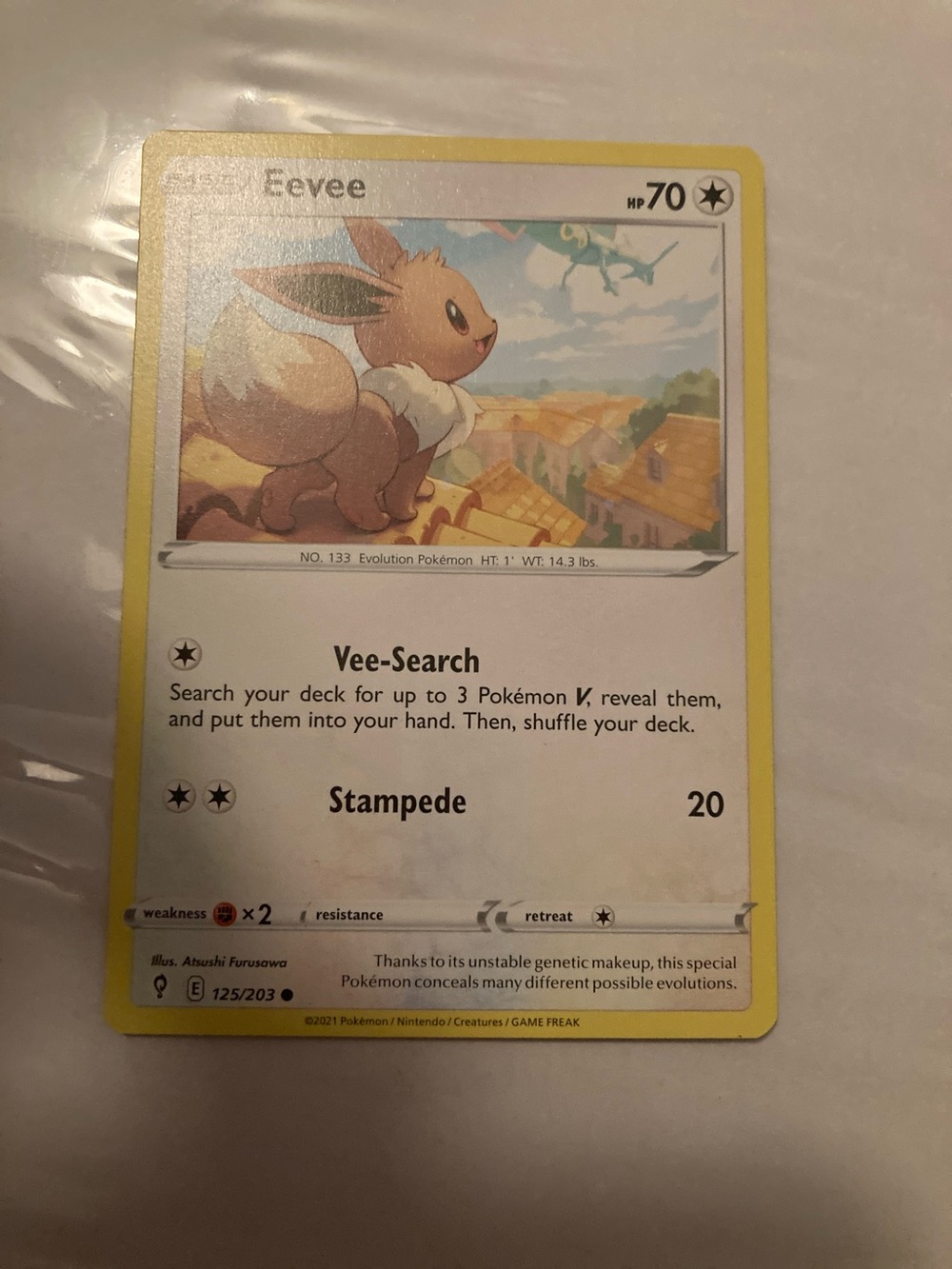 Pokemon Eevee Trading Card - Yellow Border, Brown Character